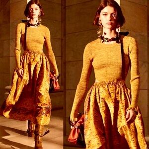 🌺🎉HP🎉🌺 NWOT Ulla Johnson Marcenilla Taffeta Midi Dress Tiger Eye